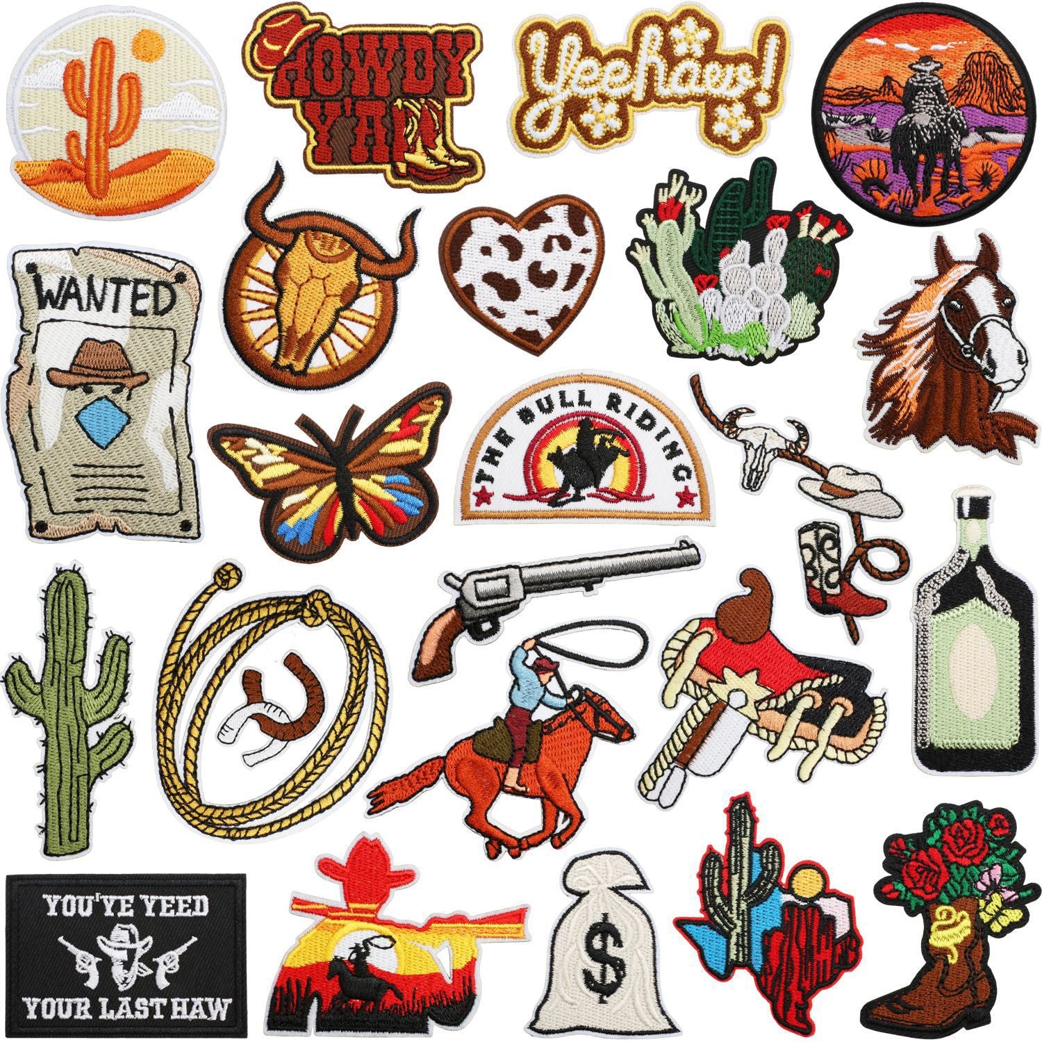 Wholesale Western Cowboy Horse Embroidery Patch Decorative Embroidered Applique For Clothing Resale