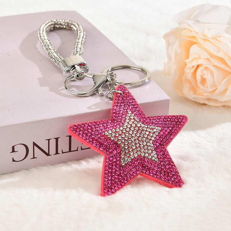 Wholesale Colorful cartoon pentagram diamond studded keychain