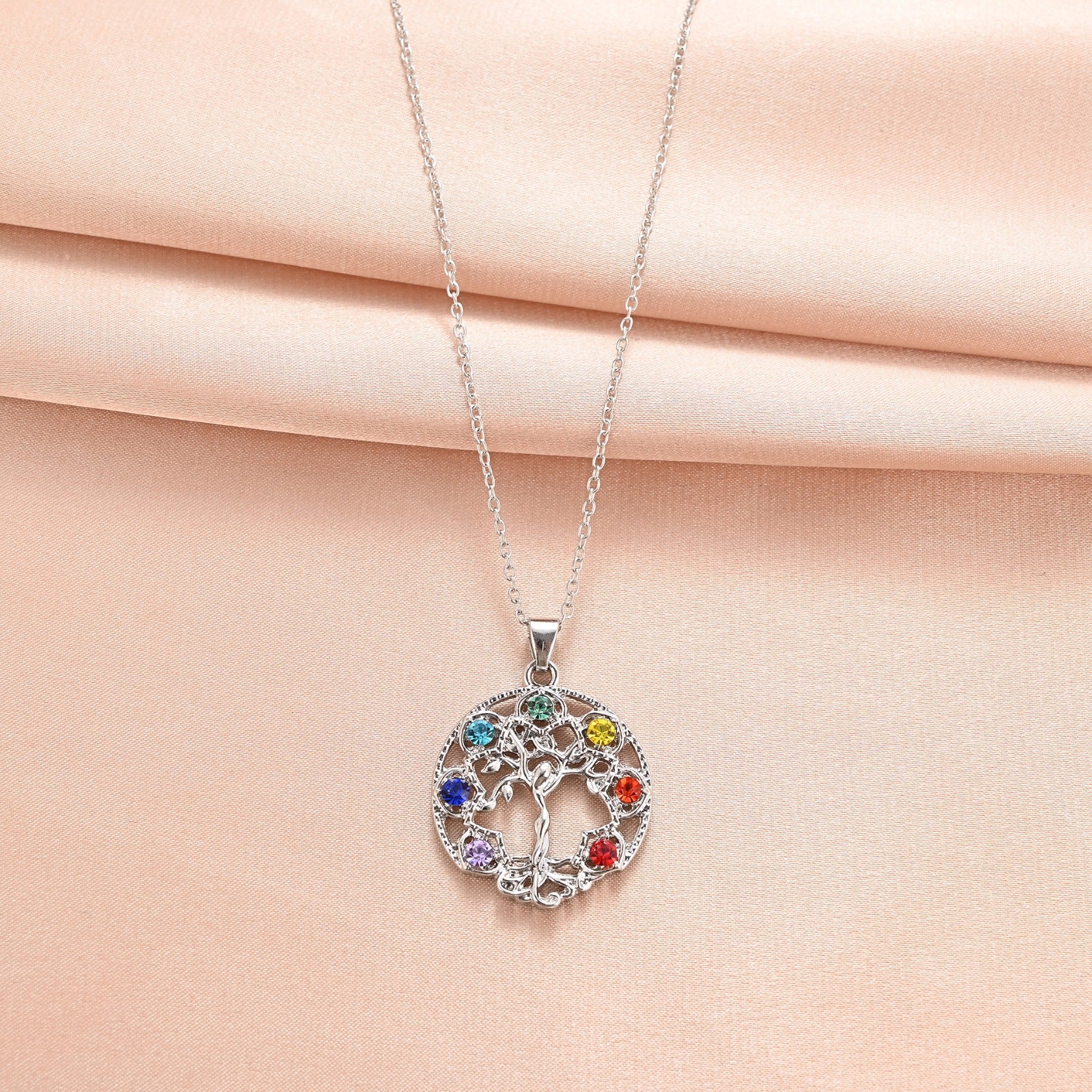 Wholesale Hollow Tree of Life Micro Diamond Necklaces