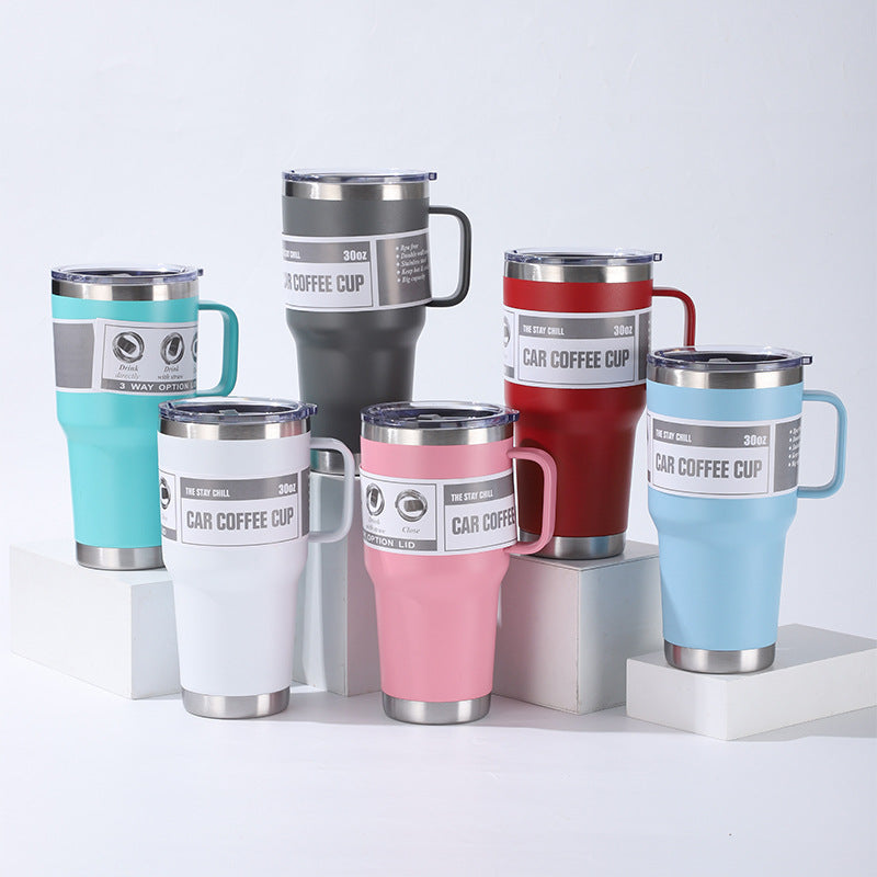 Wholesale Tumbler Stainless Steel Thermos Cup with Handle Portable Large Capacity Vacuum Ice Cup