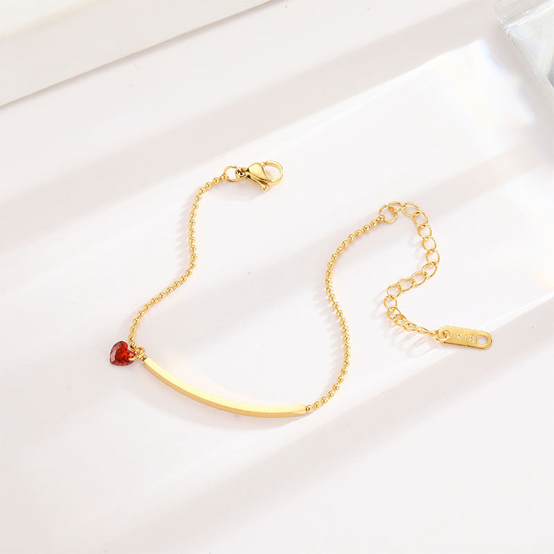 Wholesale Red Heart Bend Pipe Titanium Steel Bracelet