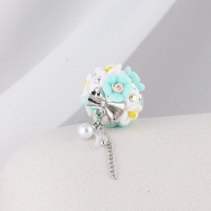 Wholesale Luminous Gemstone Tassel Flower Polymer Clay DIY Beads