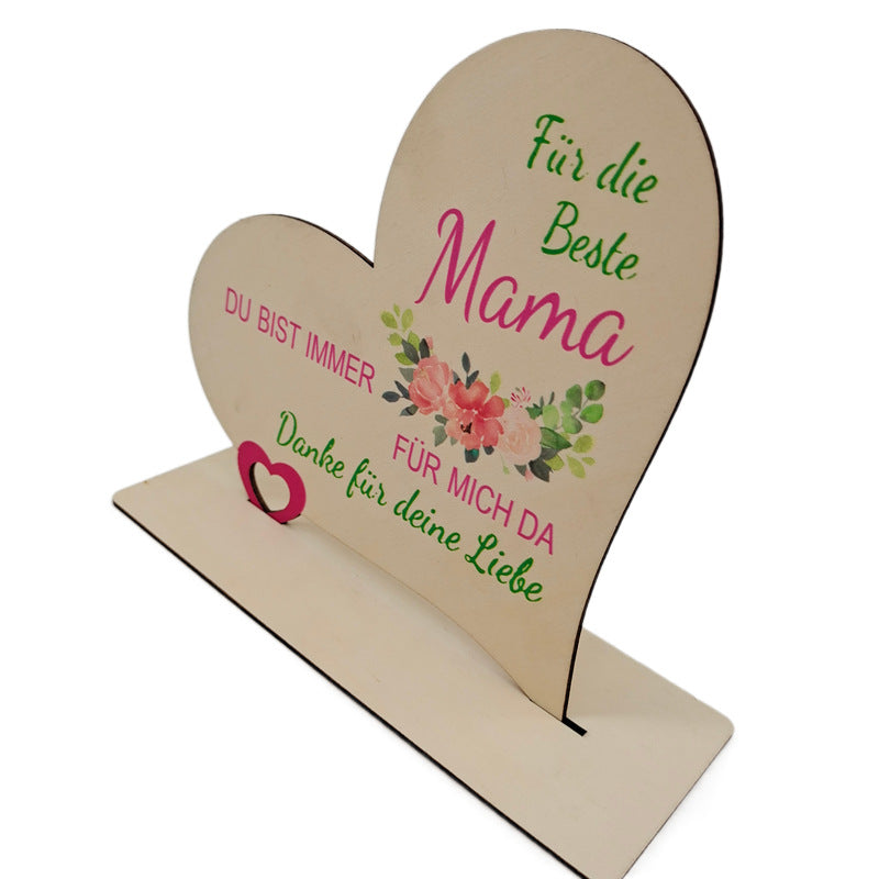 Wholesale Mother's Day Heart-shaped Wooden Ornaments