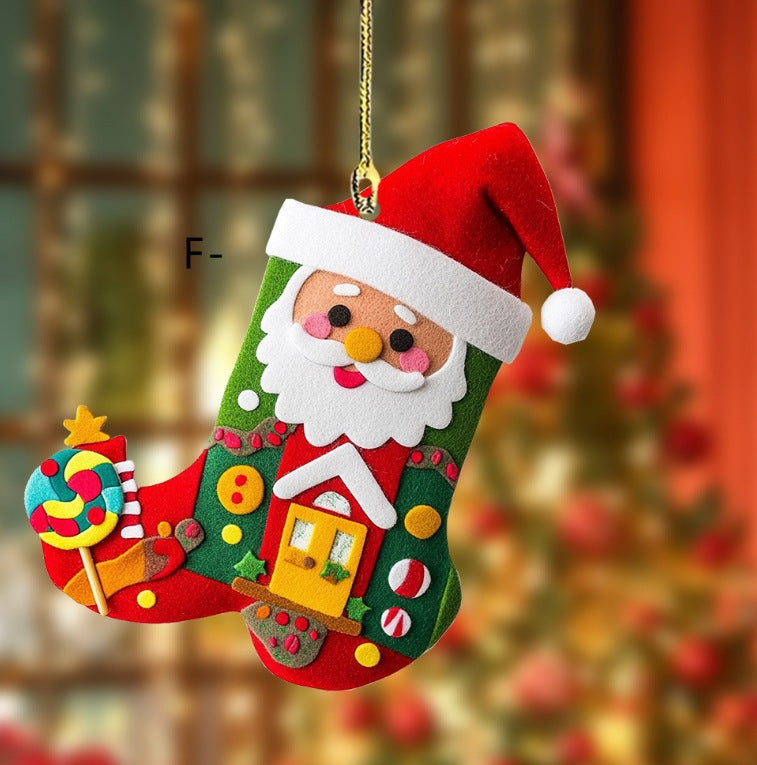 Wholesale Christmas Stocking Series Flat Holiday Pendant Keychain