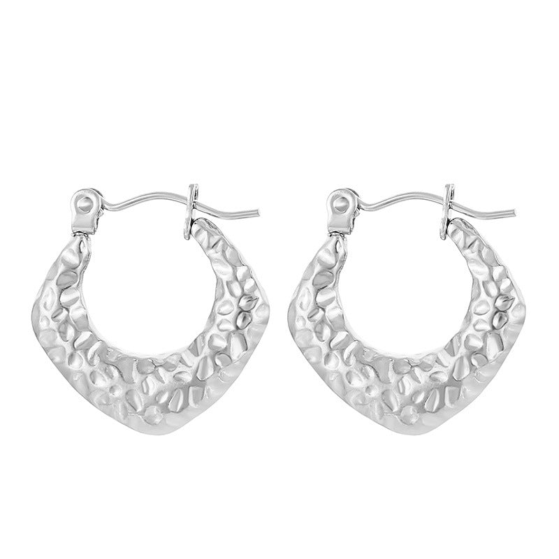 Wholesale Retro Geometric Irregular C Shape Polka Dot Gold Plated Earrings