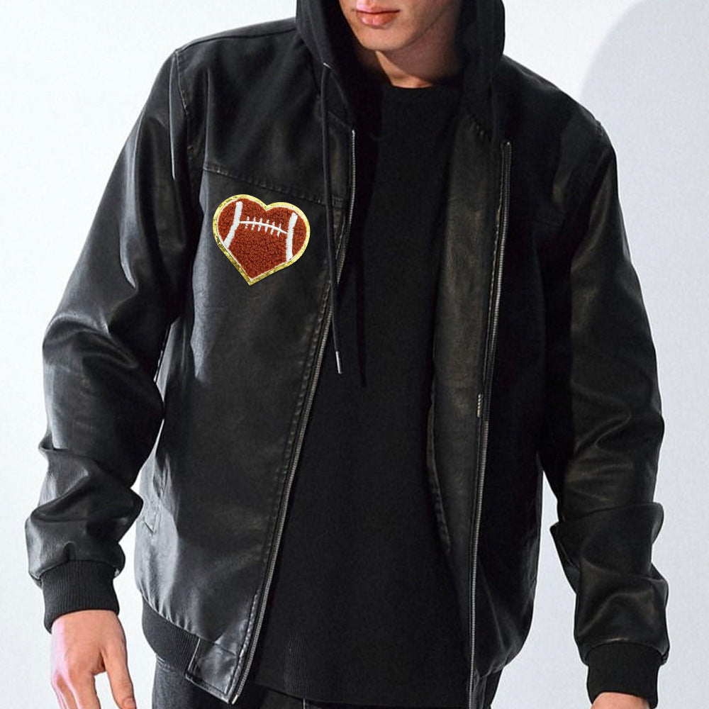 Wholesale Trendy Embroidered Chenille Heart Rugby Patch Fashion Accessory For Coats