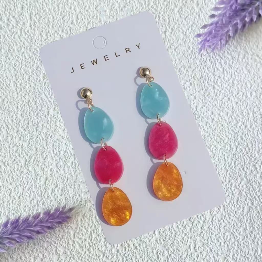 Wholesale  Easter Egg Three-Piece Easter Earrings Acrylic Multi-Color