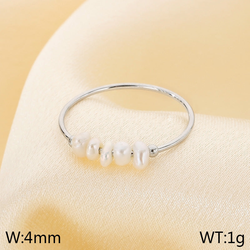 Wholesale Freshwater pearl metal round fine Stainless Steel Rings