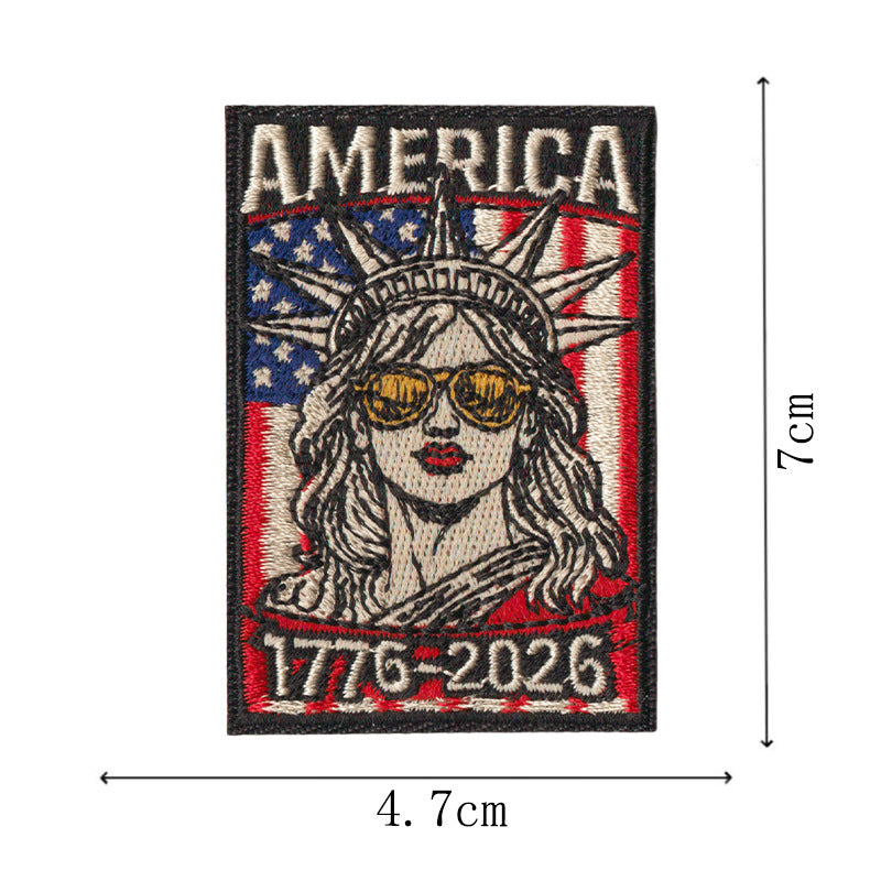 Wholesale Decorative Embroidered Patches 50 Piece Set With Liberty Bell Statue Of Liberty American Flag Design For Towels