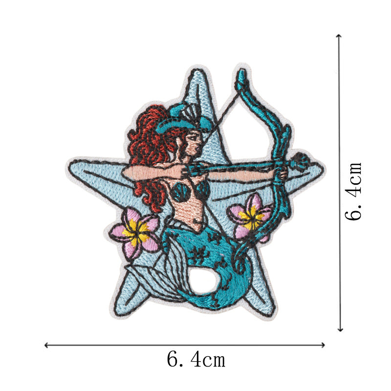 Wholesale West Coast Retro Mermaid Adhesive Embroidered Patches Guitar Cactus Nautical Design For Coat Repair Chic Craft Supply Boutique Resale
