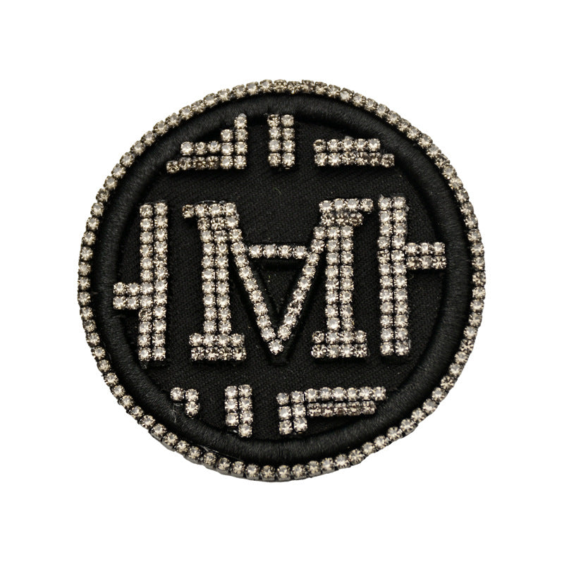 Wholesale Decorative Beaded Rhinestone Round Flannel Patch Badge For Coat DIY Fashion Accessory