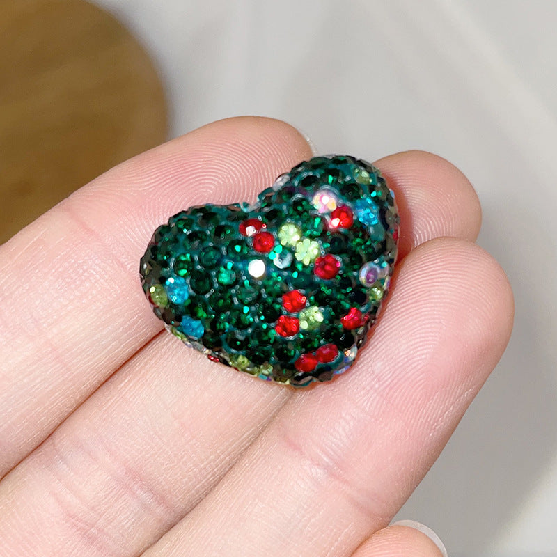 Wholesale Christmas Heart Shaped Colorful Clay Beads
