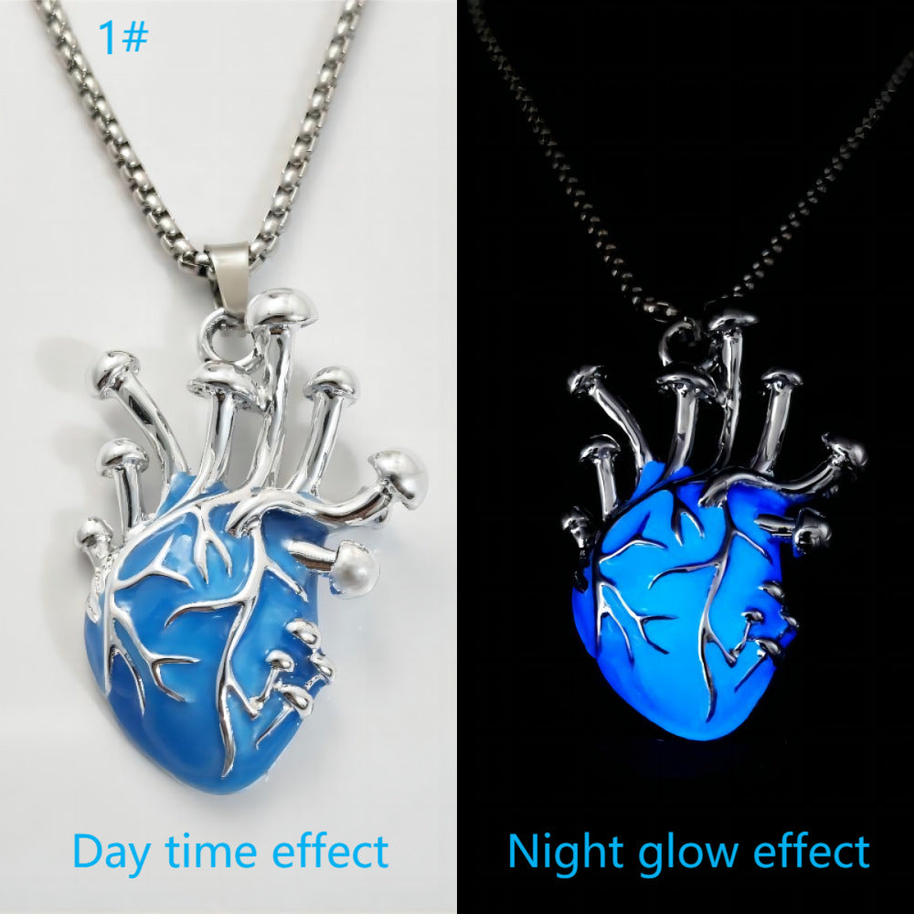 Wholesale Luminous Human Heart Halloween Necklace