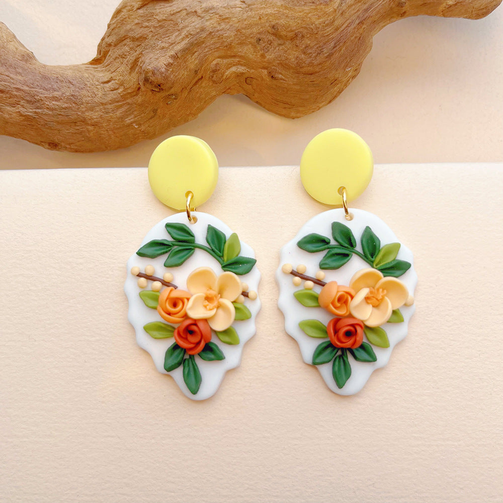 Wholesale Romantic and Cute Flower Soft Ceramic Earrings