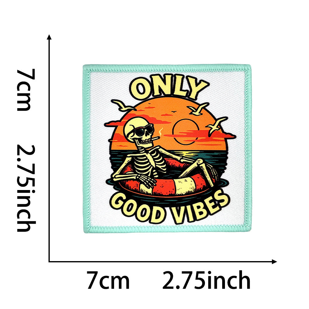 Wholesale Trendy Beach Skull Coffee Mom Theme Iron On Embroidered Patch DIY Decorative Accent For Bags And Coats Resale