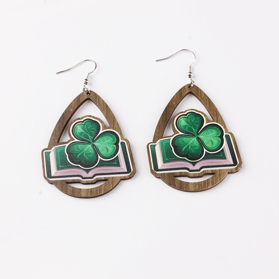 Wholesale Carnival Printed Wooden Drop Earrings
