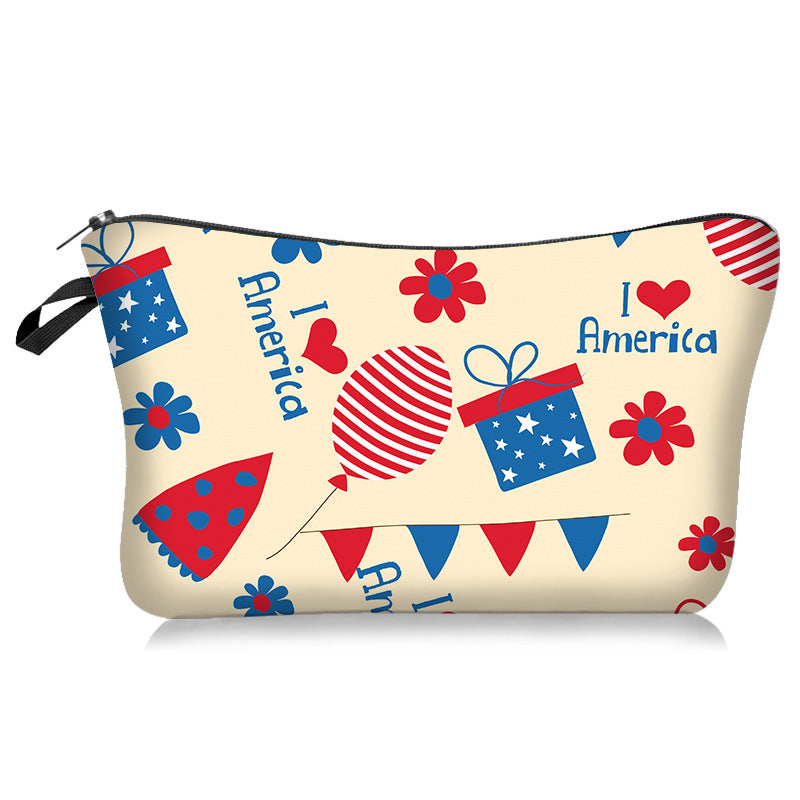 Bolsa cosmética del día de independencia de poliéster al por mayor