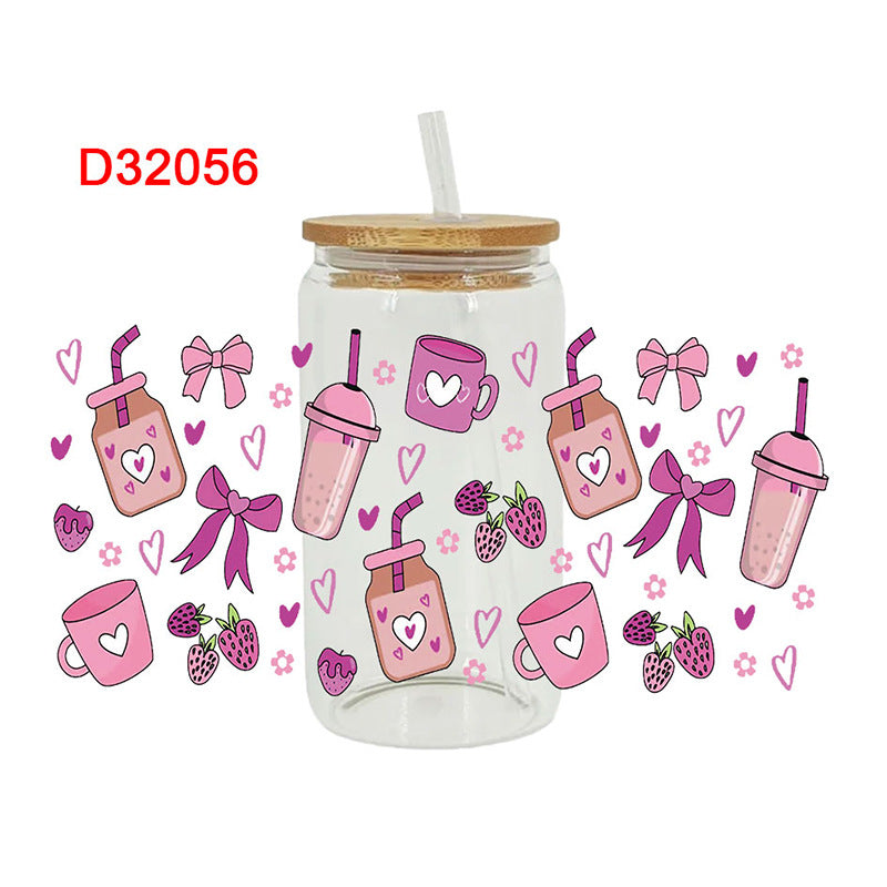 Wholesale Pink Cake Drink Series  16oz Cup UV DTF Wraps
