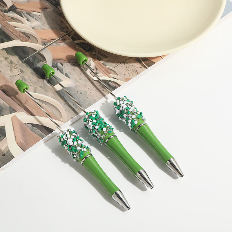 Wholesale 10pcs Beadable Pens Full of Diamonds DIY Handmade Diamond Ballpoint Pen