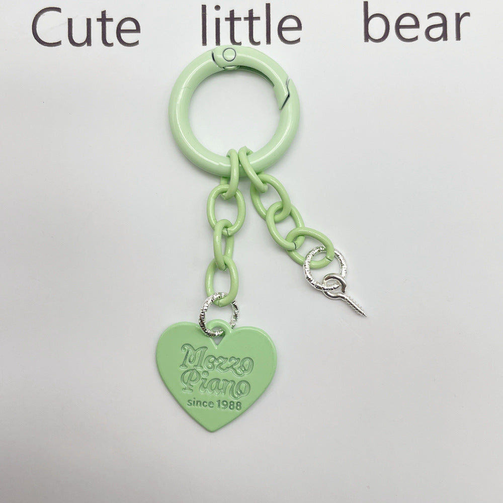 Wholesale Cute creative new keychain accessories color paint spring ring four-section chain love piece diy accessories pendant