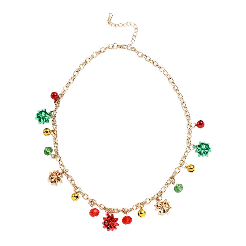 Wholesale Christmas Bell Necklace And Earring Set For Women Alloy Electroplated Love Heart Water Drop Pendant Jewelry Gift Set