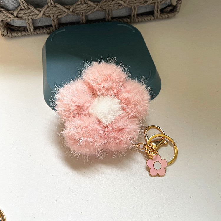 Wholesale Cherry Blossom Fur Ball Car Keychains