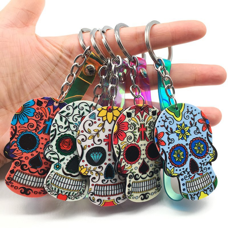 Wholesale Day of the Dead Skull Mexican Calavera Acrylic Keychain