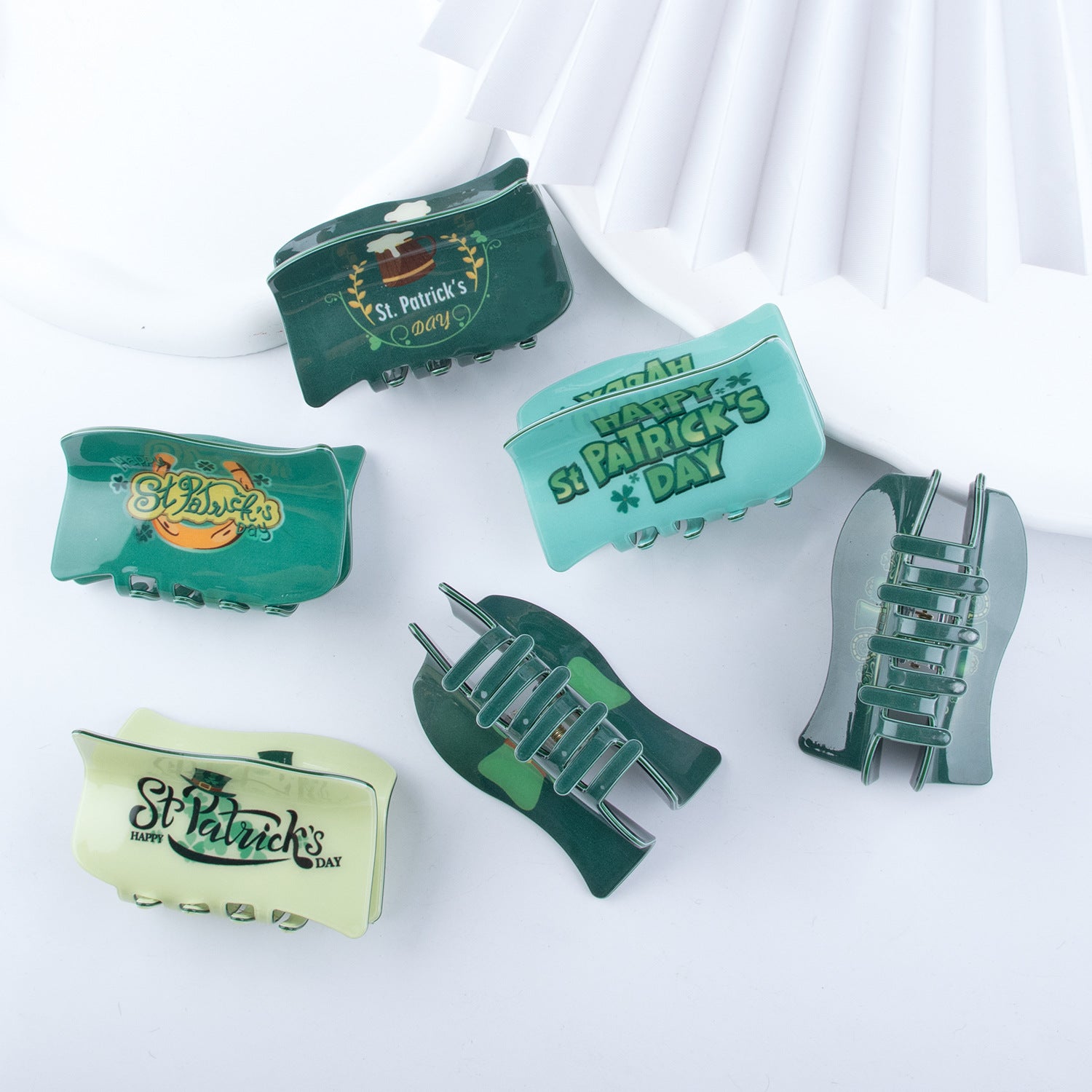 Wholesale St. Patrick's Day Green Fresh Forest Series Hair Clips