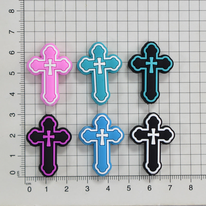 Wholesale Random 100pcs Cross Pvc Beads Cartoon  Focal Beads