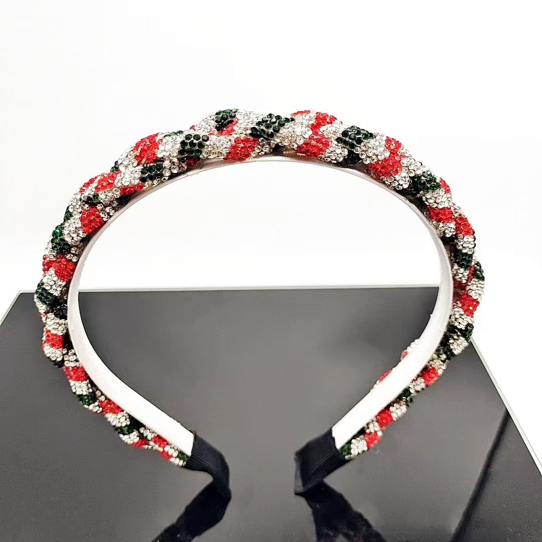 Wholesale Christmas Rhinestone Braided Headband