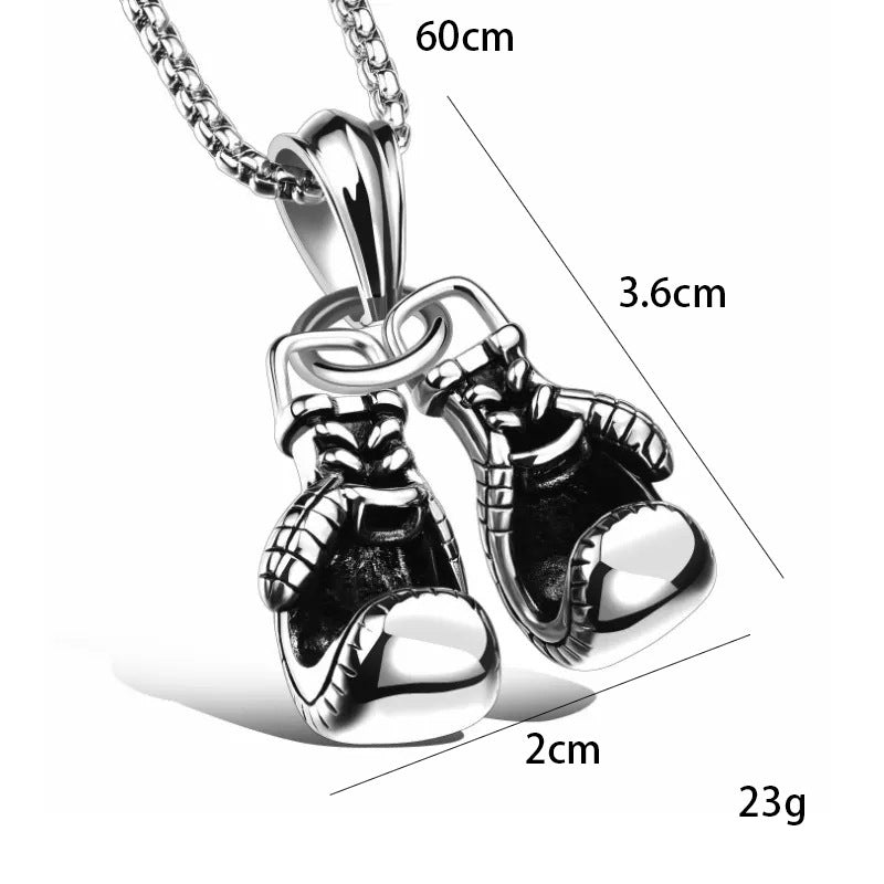 Wholesale Double Boxing Glove Alloy Pendant Necklace Men Necklaces