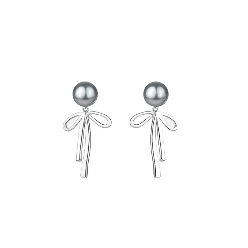 Wholesale Vintage Pearl Bow Metal Stud Earrings