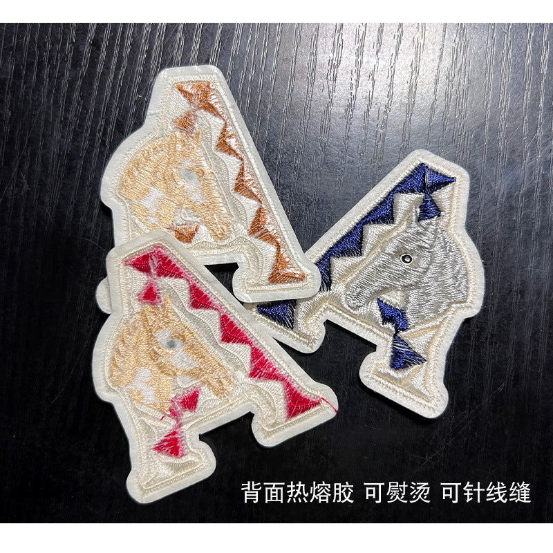 Wholesale Stylish 3D Embroidered Letter A Patch Polyester Adhesive Backing Cartoon nut Tree Design DIY Towel Decorative Craft Supply Boutique Resale