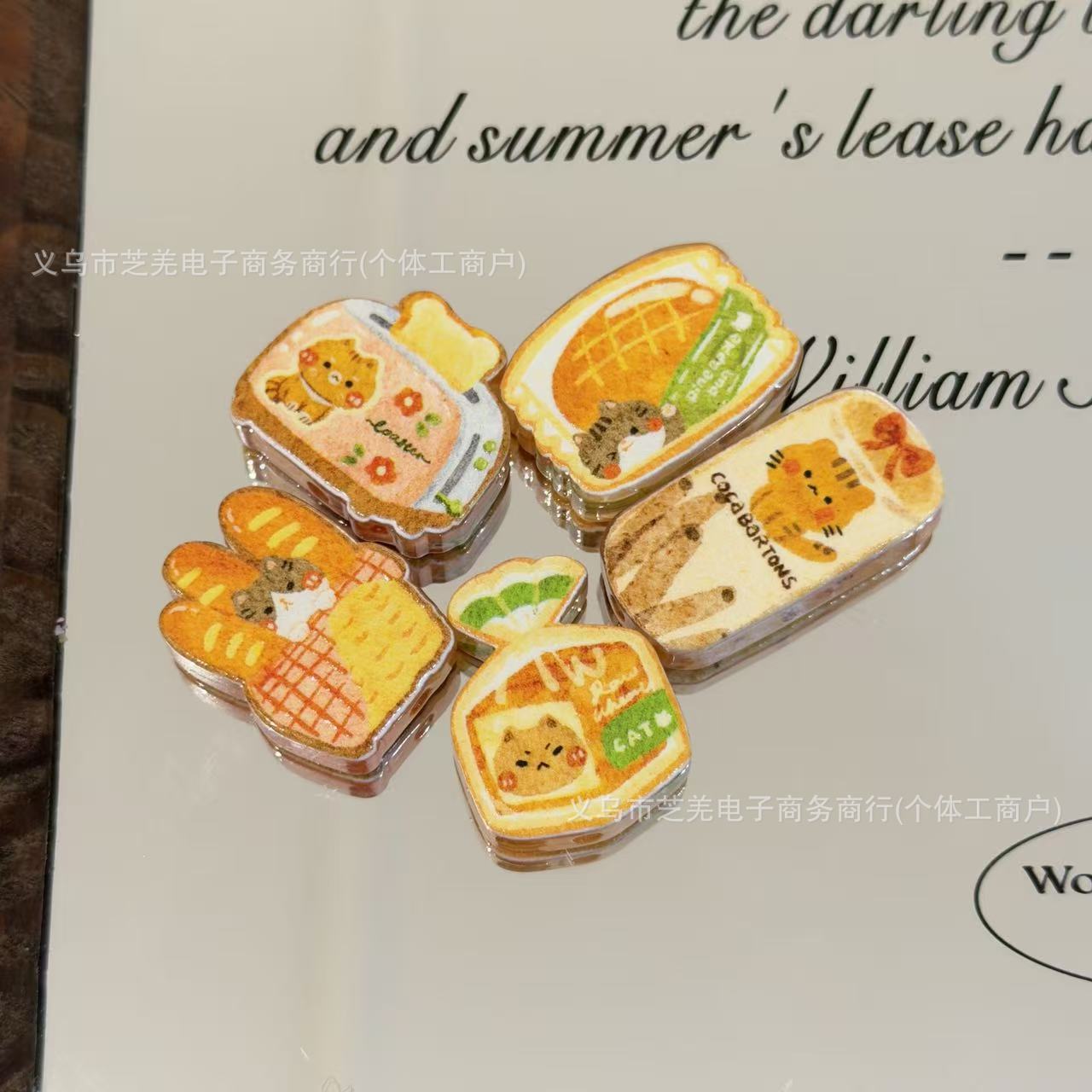 Wholesale 10pcs yellow milk cute cat bread acrylic beads