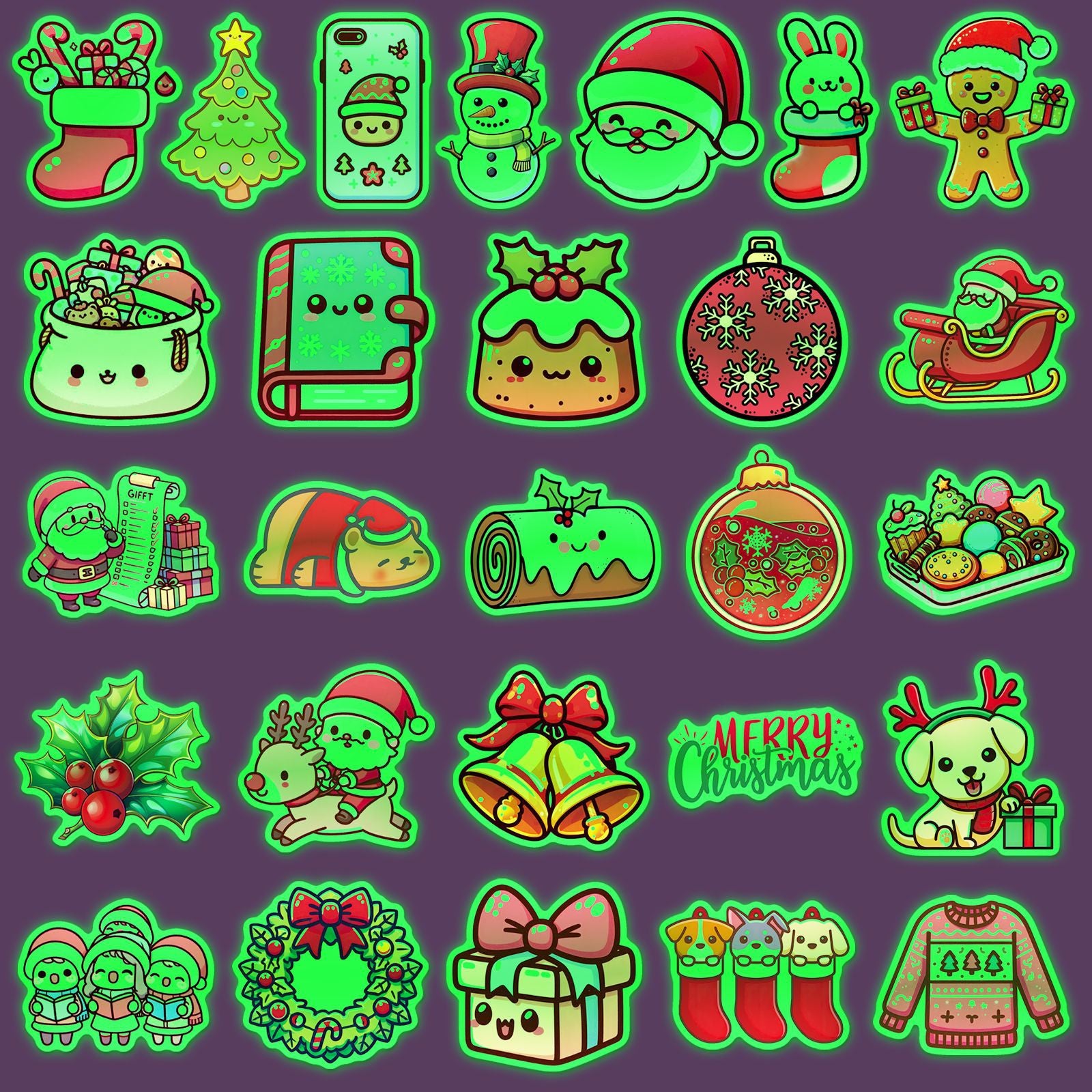 Wholesale 52 Christmas Glow-in-the-Dark Stickers