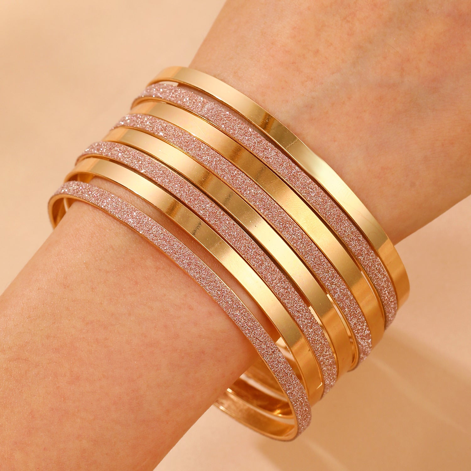 Wholesale multi-layer bracelet set alloy geometric stacked bracelet set