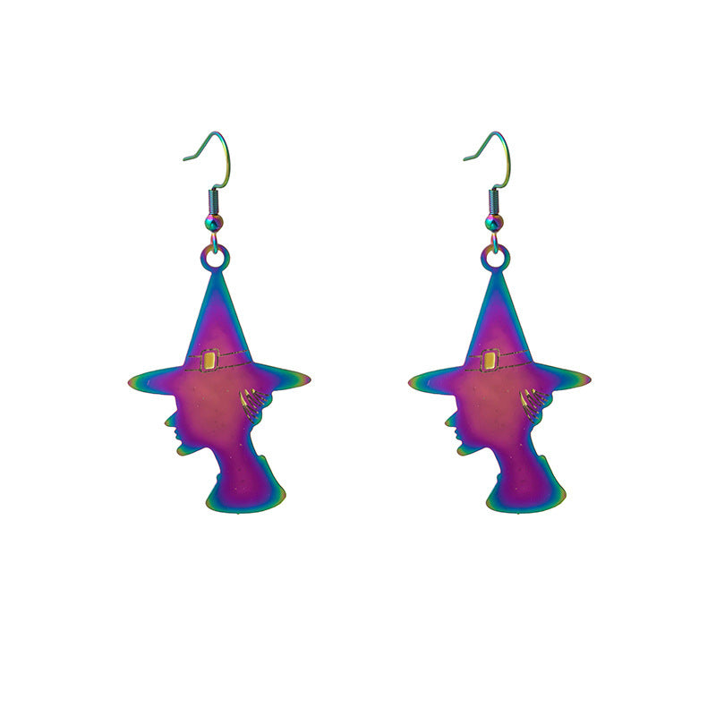 Wholesale Halloween Colorful Gradient Plating Color Matching Stainless Steel Earrings