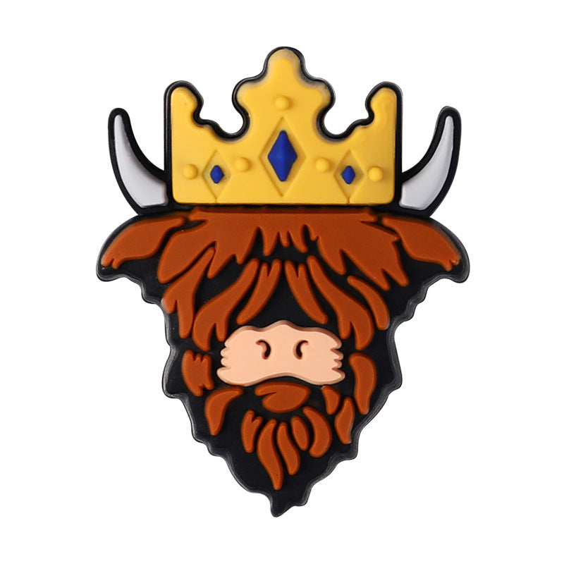 Wholesale 20pcs Cartoon Highland Cattle Children's Food Grade Animal Teether Mixed Nurse Silicone Beads