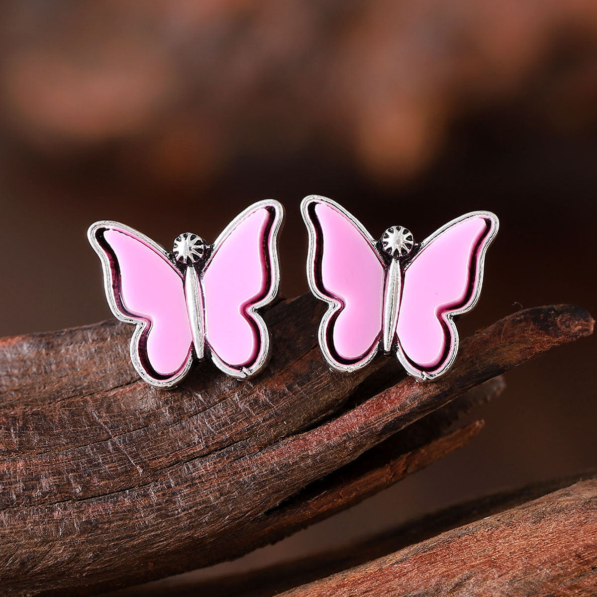 Wholesale Retro sweet colorful butterfly earrings simple and versatile fashion niche earrings for women