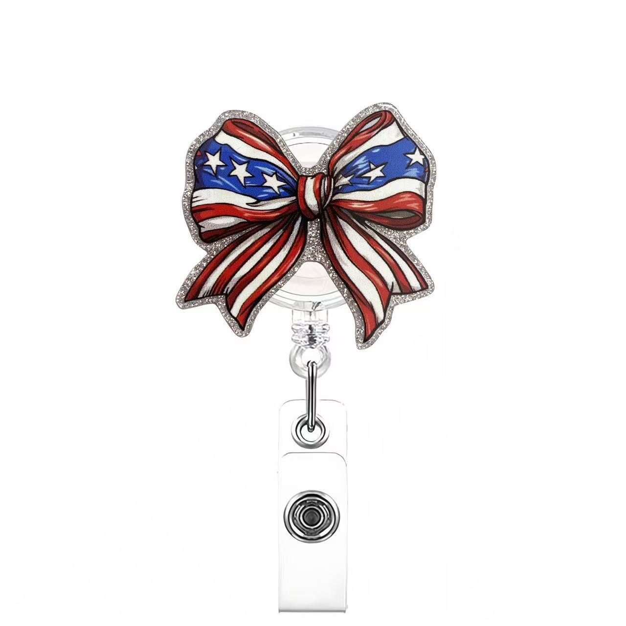 Wholesale Pink cherry medical staff with diverse bows Badge Reels