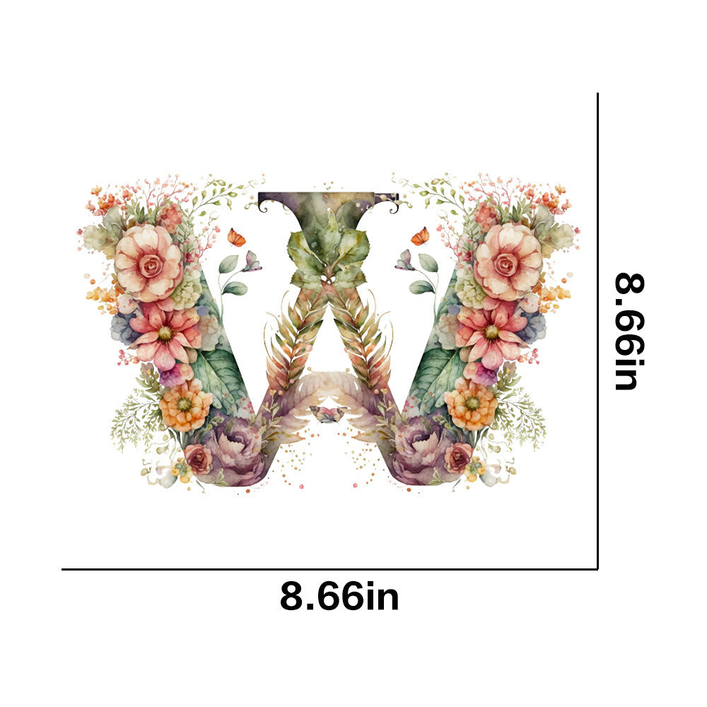 Wholesale 26 letter flower branches and leaves UV DTF Ready to Press Transfers Wraps