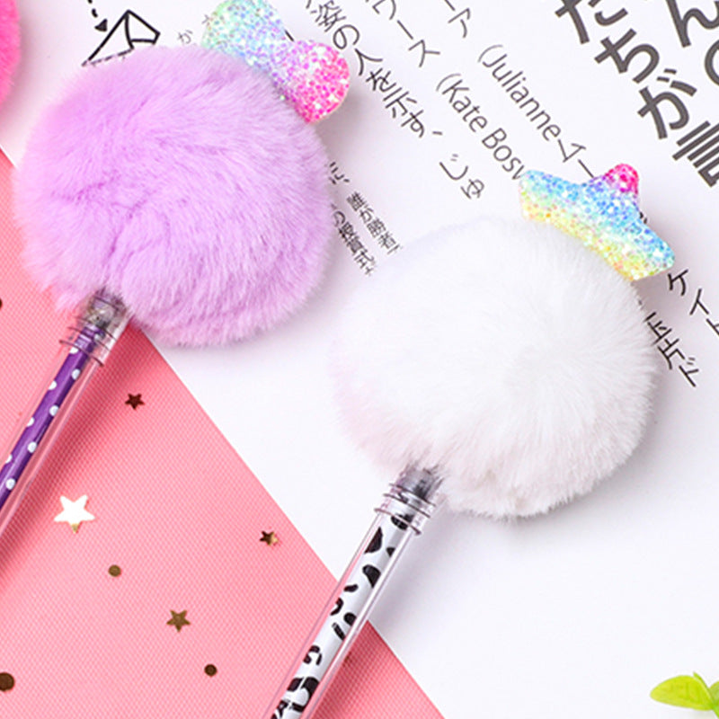 Wholesale Pens Valentine's Day Creative Cartoon Plush Ball Plastic Ballpoint Pen