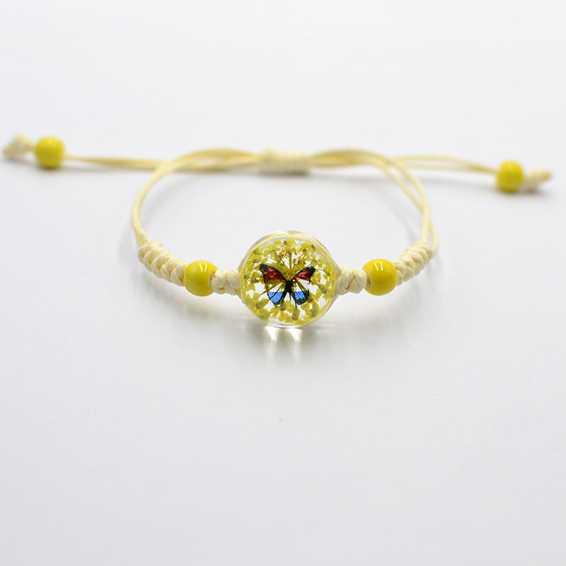 Wholesale Gypsophila Bracelet Glass Time Gem Real Flower Dried Flower Bracelet