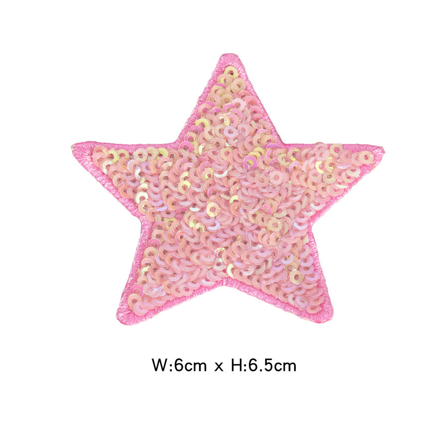 Wholesale Felt Sequined Five Point Star Patch Self Adhesive Applique For Clothing And Dance Costumes