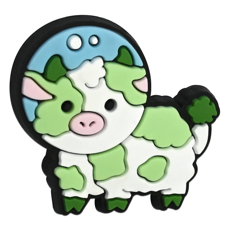 Wholesale Random 100pcs Cartoon Colorful Cow Series Pvc Soft Glue Double-Sided Focus Beads