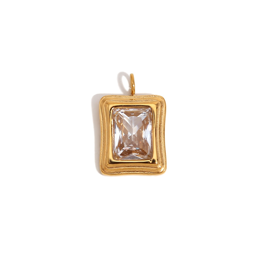 Wholesale Gold Waterdrop Rose Pattern Tile Pendant