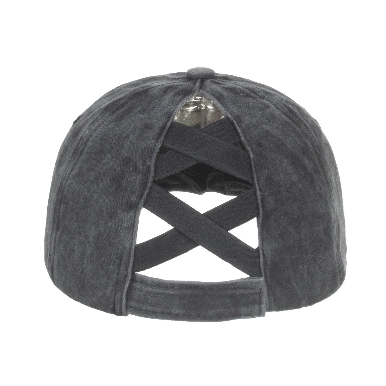 Wholesale Heart Embroidered Double Cross Elastic Net Ponytail Baseball Cap