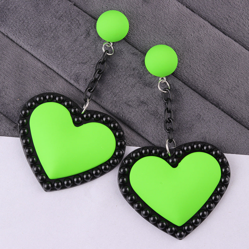 Wholesale Retro 3D Colorful Heart Acrylic Earrings