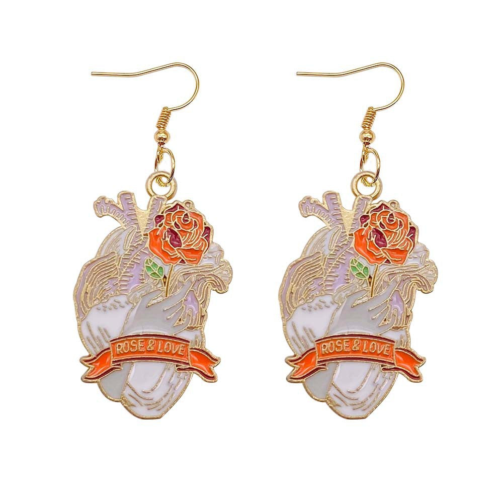 Wholesale Oil painting Starry Night Sunflower Butterfly Ocean Pattern Earrings