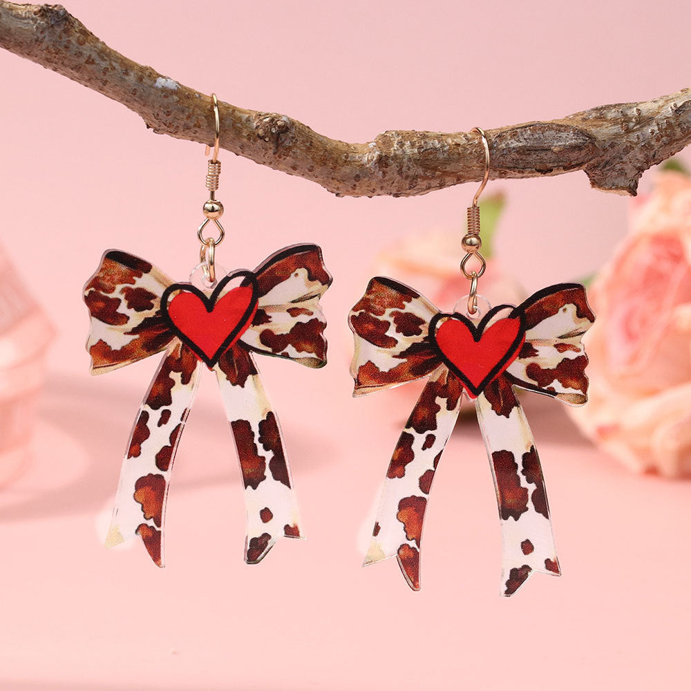 Wholesale Valentine' s Day Love Bow  Acrylic Earrings